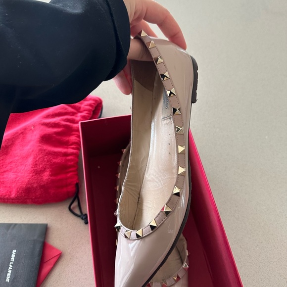 Valentino Rockstud Pointed Toe Ballerina Flat (Women) - Picture 3 of 7
